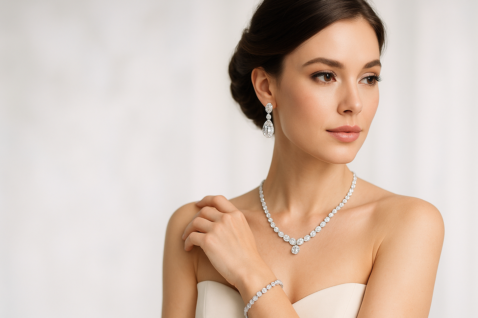 Banner mit einer weiblichen Person mit Diamantschmuck 